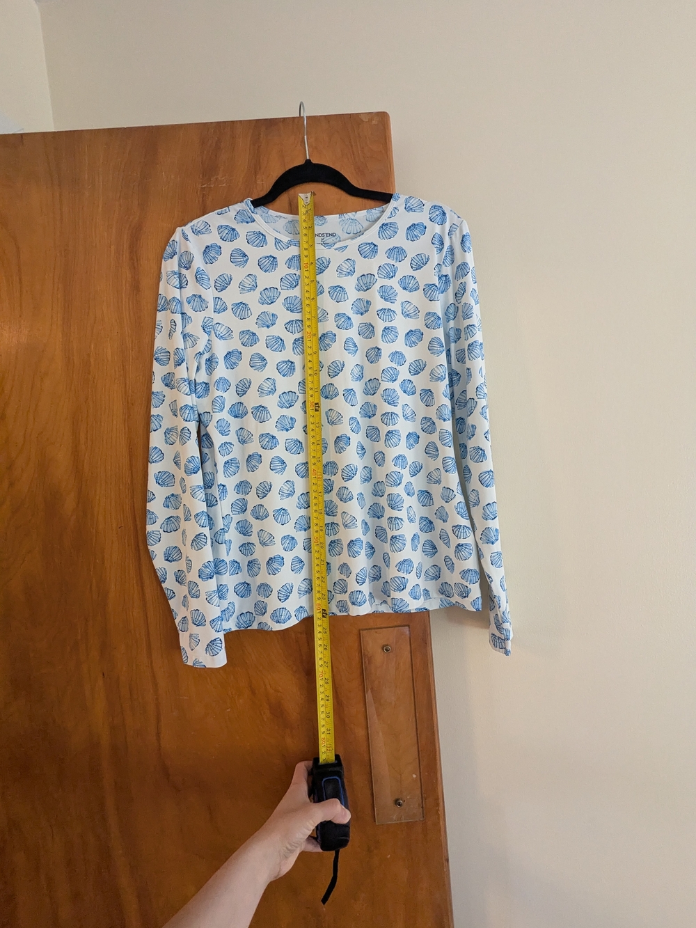 Lands' End White Long Sleeve Rashguard With Shell Pattern - Picture 5 of 6